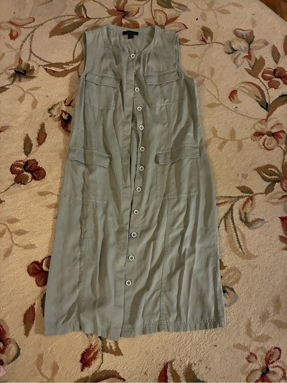 Green Button Down Dress with Pockets and Belt Loops